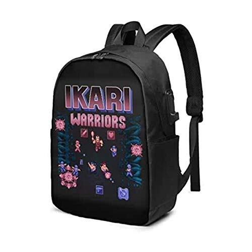 ZZYY Ikari Warriors Mochila unisex de 17 pulgadas, para viajes de negocios, escuela, con puerto de carga USB