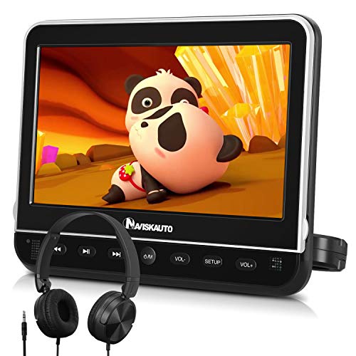 10.1" DVD Coche Soporte HDMI MP4 para Reposacabezas, Reproductor DVD para Niño con Auriculares Soporte Video 1080P/ MKV/USB/SD/AVI, AV- In/out, Se Puede Conectar con TV - NAVISKAUTO