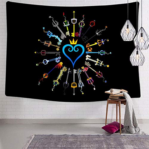 436 King-dom - Tapiz colorido de corazones para colgar en la pared, decoración de pared fresca para sala de estar, dormitorio, decoración del hogar, 127 x 127 cm