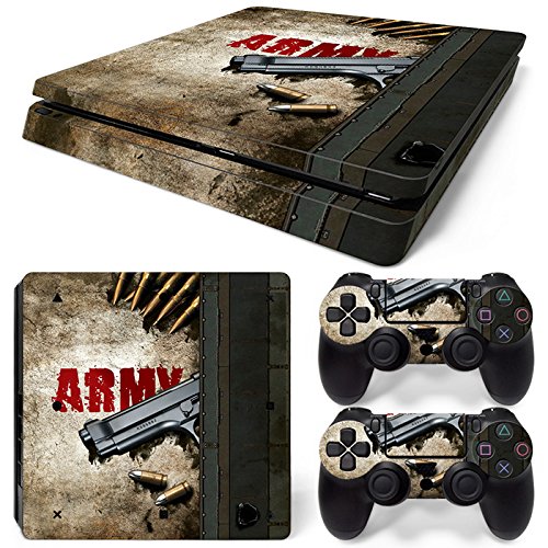 46 North Design Ps4 Slim Playstation 4 Slim Pegatinas De La Consola Army Gun + 2 Pegatinas Del Controlador