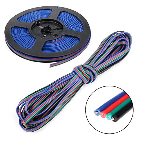 5m / 10m / 20m 4 Pines Durable Cable de Datos Alambre Alargador Cordón de Conexión Extensión para Tira de RGB LED (20 Metros)