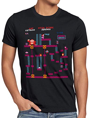 A.N.T. Kong Elevator Level Camiseta para Hombre T-Shirt Donkey Geek NES Switch, Talla:5XL