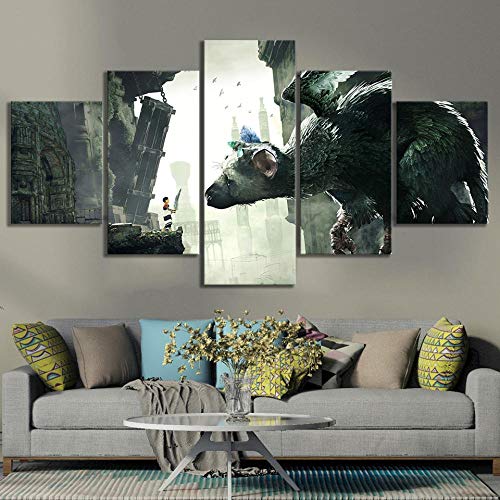 ASSBD Impresiones sobre Lienzo,5 Piezas Videojuegos The Last Guardian Sala De Estar Lienzo Cartel Creativo Modular Decoración del Hogar Arte De La Pared Tamaño D