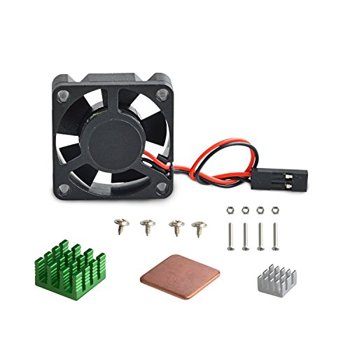 Aukru sin escobillas DC 5V 0.2A Ventilador + los disipadores de calor para Raspberry Pi 2 modelo B / Raspberry Pi 3 Modelo B, B+