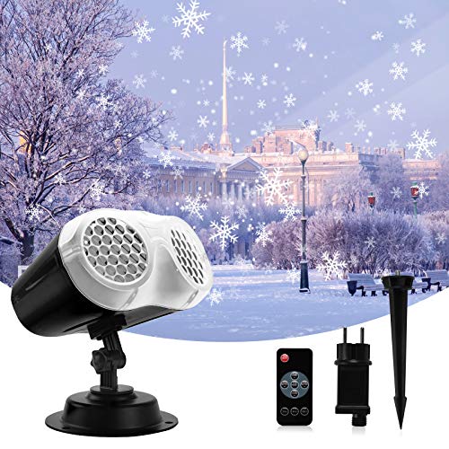 BACKTURE Luces de Proyector de Navidad, Proyector de Copos de Nieve Interior y Exterior, Rango proyección de 54m², IP65 Impermeable Proyector de Luz para Fiesta, Navidad, Halloween, Festivos