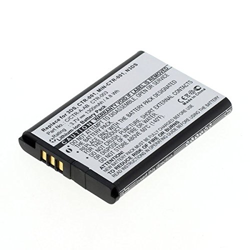 Batería compatible con Nintendo 3DS / 2DS / Wii U Pro Controller C/CTR-A-AB, CTR-003, CTR003 de iones de litio / 1300 mAh / 4,81 Wh
