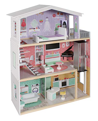 Bayer Chic 2000 - 296 20 - Casa de muñecas Isabella, casa de muñecas de Madera con Muebles, 115 cm de Alto, Multicolor