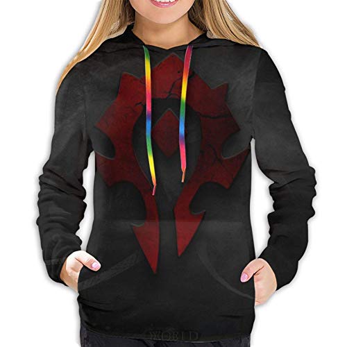 Bgejkos Sudadera con Capucha para Mujer de World Warcraft con Bolsillo Frontal Sudaderas con cordón con Estampado 3D S-XXL