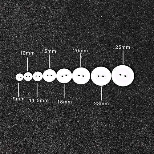 BXU-BG 9/10 / 11.5/15/18/20/23/25 MM Botones de Costura de Resina Redonda Blanca Redondos Dos Orificios Botón Ropa Herramientas Artesanías Costura Accesorios