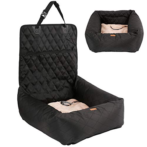 Cama para Cachorros Asiento de Coche para Perro Pequeño Mediano con Funda Extraíble y Correa de Seguridad para Familiar y Viajes Negro