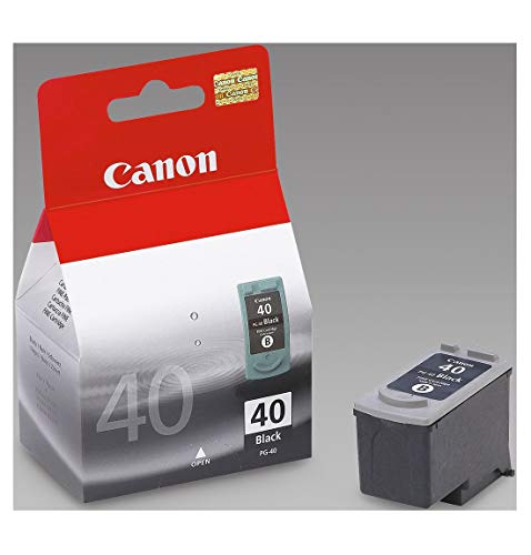 Canon PG-40 Cartucho de tinta original Negro para Impresora de Inyeccion de tinta Pixma MP140,150,160,170,180,190,210,220,450,450x,460,470-iP1200,1300,1600,1700,1800,1900,2200,2500,2600