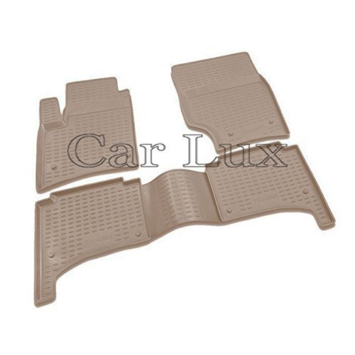 Car Lux AR04793 - Alfombrillas de Goma a Medida para Touareg Desde 2002-3D Tipo cubeta Beige