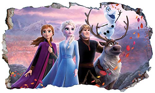 Chicbanners Frozen 2 Anna and Elsa Olaf V610 - Adhesivo decorativo para pared (1000 mm de ancho x 600 mm de profundidad)