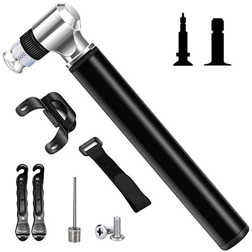 CHYBFU Bomba para Bicicleta, [300 PSI] Mini Bomba de Mano con Aguja Encaja Válvulas Presta y Schrader, Portátil Hinchador Bicicleta, Bomba de Neumático de Bicicleta para Bicicletas de Montaña & Road