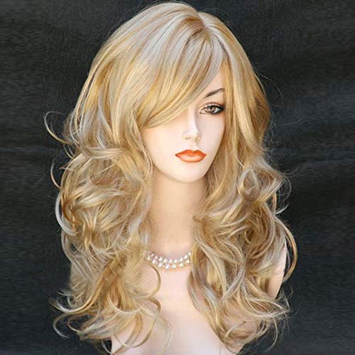 ColorfulPanda 20 Pulgadas/51cm largo rizado ondulado pelo Halloween Cosplay fiesta Pelucas para mujeres niñas Lolita estilo anime peluca (rubia)