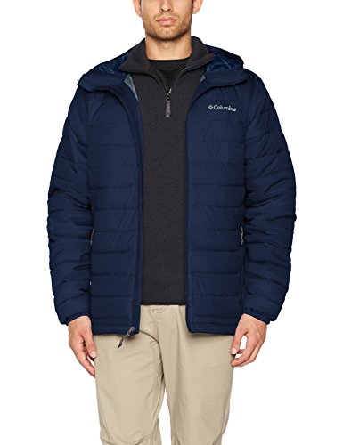 Columbia Powder Lite Hooded Chaqueta De Plumón Con Capucha, Hombre, Azul (Collegiate Navy), Talla M