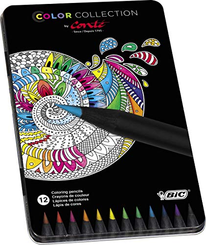 Conté Lápices de colores – colores Surtidos, Caja Metálica de 12 unidades
