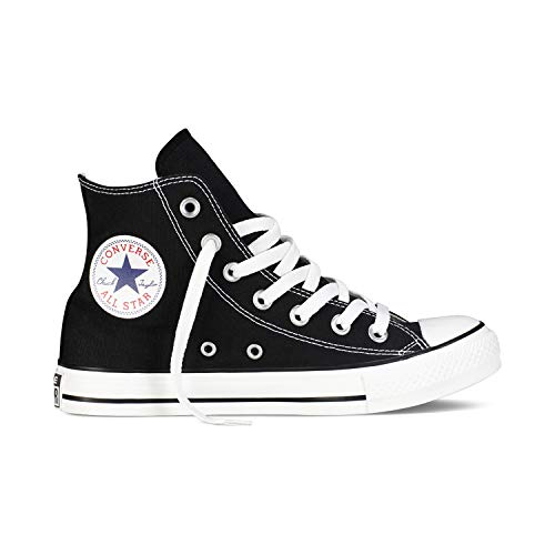 Converse Chuck Taylor All Star High Classic CTAS Hi - Zapatillas altas de lona, unisex, con pegatina de 7 km/h, color Negro, talla 35 EU