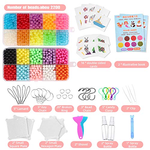 Cuentas De Agua,Para Niños Fun Diy Art Set,Cuentas Mágicas,Cuentas De Fusibles Para Niños,Juguetes Creativos Educativos Para Niños 2200 Cuentas Y 14 Juegos De Accesorios