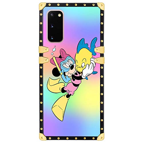 DISNEY COLLECTION Funda cuadrada para Samsung Galaxy S20 TPU Bumper Bumper Bumper Bumper Bumper Decoración Gold Corner Cover Disney Minnie Mouse Buceo con Pez Amarillo