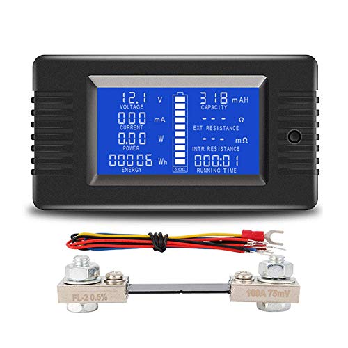 DollaTek LCD Display DC Battery Monitor Meter 0-200V Voltímetro Amperímetro para automóviles Sistema Solar RV