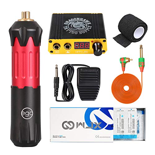 Ego Kit de Tatuaje Maquina para Tatuar Rotativa Maquina de Tatuaje Kit Completo 20 Cartuchos Agujas Fuente de Alimentacion Pedal