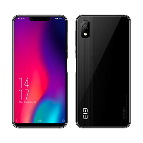 ELEPHONE A4 Pro Smartphone Libre 4G 4GB RAM 64GB ROM Pantalla 5.85” con Notch, Android 8.1 Oreo MTK6763 8 Core Cámara Dual 8MP 16MP, Batería 3000mAh, Desbloqueo Táctil Lateral (Negro)