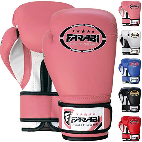 FARABI 8oz Junior Boxing Gloves Kids Boxing Gloves 8-oz Boxing Gloves Sparring, Training Bag Mitt Gloves for Punching, Sparring, Workout, Training (8-OZ, Pink)