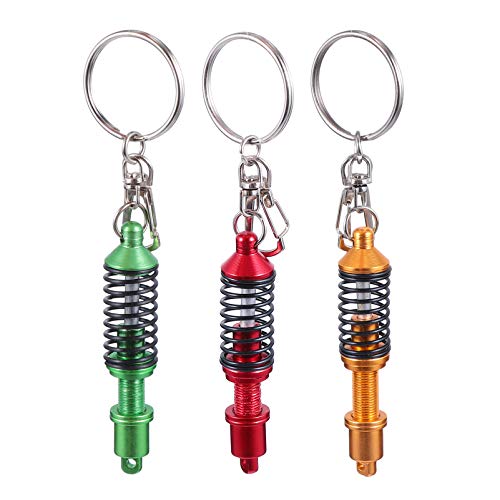 FAVOMOTO 3Pcs Amortiguador de Resorte Llavero Coilover Llavero Autopartes Modelo Llavero Bolsa Monedero Colgante Año Nuevo Favor de Fiesta Regalo para Hombres Niño Color Mezclado