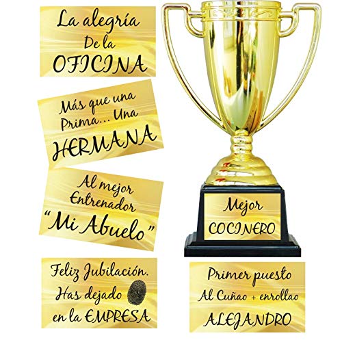 FIESTADEKOR Trofeo para Personalizar con Todo Tipo de Textos Especial para Regalo