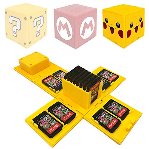 Funda de Juego - Compatible para Nintendo Switch Compatible con hasta 24 Juegos de Nintendo Switch Organizador de Tarjeta de Juego Contenedor de Viaje (Pikachu Amarillo)