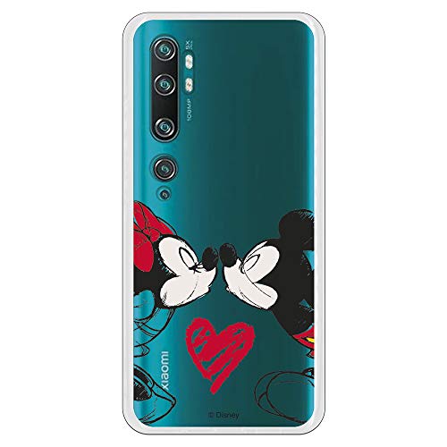 Funda para Xiaomi Mi Note 10-10 Pro Oficial de Clásicos Disney Mickey y Minnie Beso para Proteger tu móvil. Carcasa para Xiaomi de Silicona Flexible con Licencia Oficial de Disney.