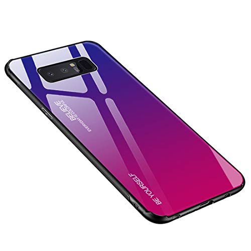 Funda Samsung Galaxy Note 8, Borde de Silicona TPU Suave Vidrio Templado Cubierta Trasera Carcasa Gradiente de Color Resistente a los Arañazos para Galaxy Note 8 (Galaxy Note 8, Azul + rosa)