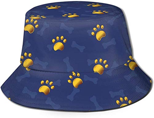 Garra de garra Perro dorado Unisex cubo con estampado Sombreros de pescador pesca Gorra plegable reversible de verano Mujeres Hombres Sombrero para el sol al aire libre Viaje Campamento de playa