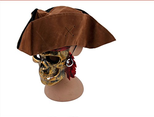 Gorra pirata Jack Sparrow Tricornio Marrón - Traje pirata para adultos y niños - Perfecto para Carnaval y Halloween - Talla única para todos
