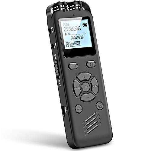 Grabadora de Voz Digital AOMAGO 32GB para conferencias-Grabador de Audio A36 con micrófono Externo Compatible con reproducción y grabación de Entrada de línea Dictáfono de grabación de 1536 Kbps
