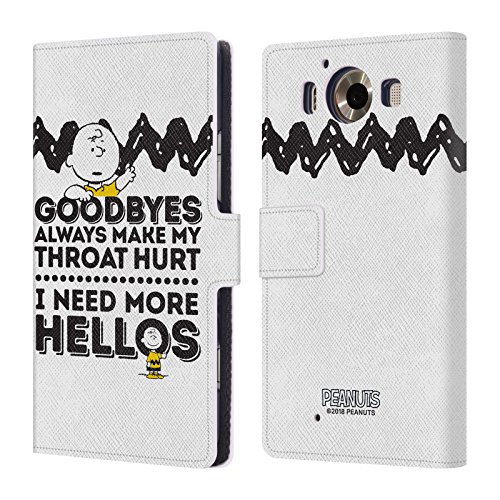 Head Case Designs Oficial Peanuts Hola, Hola Charlie Brown Carcasa de Cuero Tipo Libro Compatible con Microsoft Lumia 950