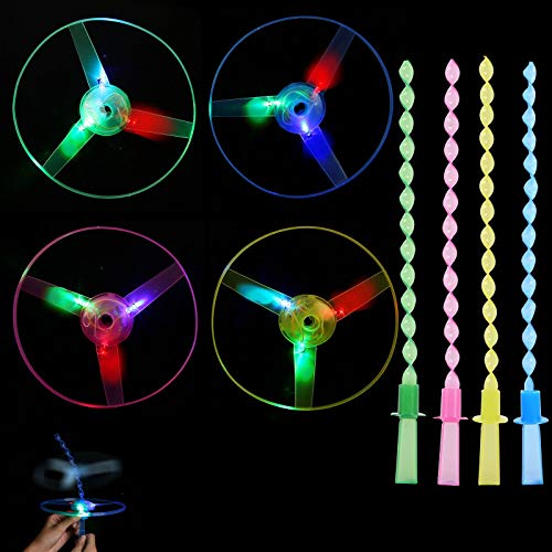 Herefun Favores de Fiesta para Niños, 12 Piezas Helicóptero Vuelo Juguete Volador Luminoso Arrow Rocket Copters con Luz LED Helicóptero Juguete Luminoso