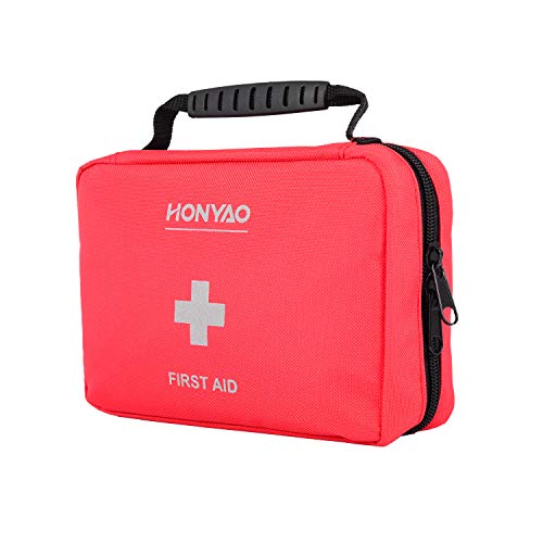 HONYAO Botiquín de Primeros Auxilios, Bolsa Médica de Emergencia - Kit de Supervivencia para el Hogar, Automóvil, Campamento, Oficina, para Viaje y Deportes Al Aire Libre