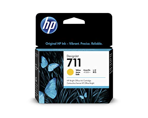 HP 711 CZ132A Amarillo, Cartucho de Tinta Original HP DesignJet, de 29ml, para Impresoras Plotter de Gran Formato HP DesignJet T120, T125, T130, T520, T525, T530 y Cabezal de Impresión HP 711