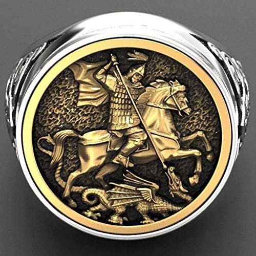 HQLCX Vintage Sovereign Anillo de Los Hombres St George Retrato Caballería Romana Anillos Dragón de Oro para La Joyería de Las Mujeres de Boho de La Mitología Nórdica de Viking,9