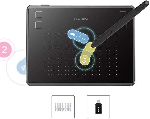 HUION Inspiroy H430P Tableta Gráfica 4096 Niveles de Sensibilidad a la Presión con 4.8 x 3 Pulgadas de Área de Trabajo y 4 Teclas Rápidas Personalizables