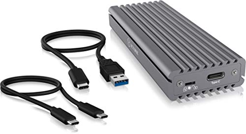 ICY BOX SSD M.2 NVMe Carcasa, USB 3.1 (Gen2, 10 Gbit/s), Sistema de refrigeración, USB-C, USB-A, PCIe M-Key, Aluminio, Gris