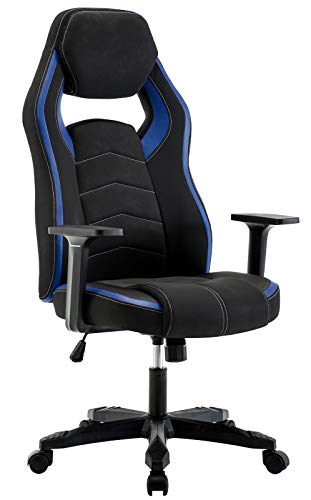 IntimaTe WM Heart Racing Silla de Oficina con Respaldo Alto, Silla Gaming Ergonomica de Cuero 360° Giratoria Altura Ajustable Mecanismo de inclinación, Azul