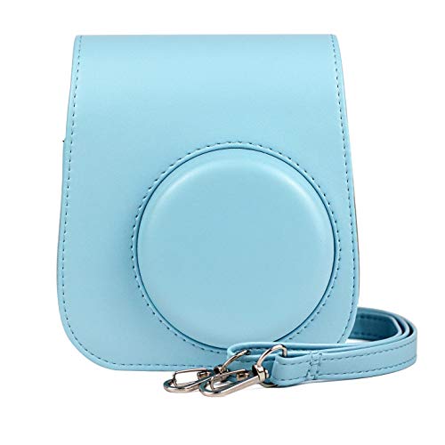 Itian Funda Fuji Instax Mini 11, Mini PU Funda de Cuero para cámara para Fujifilm Instax Mini 11，Bolsa de Transporte de Color sólido Azul