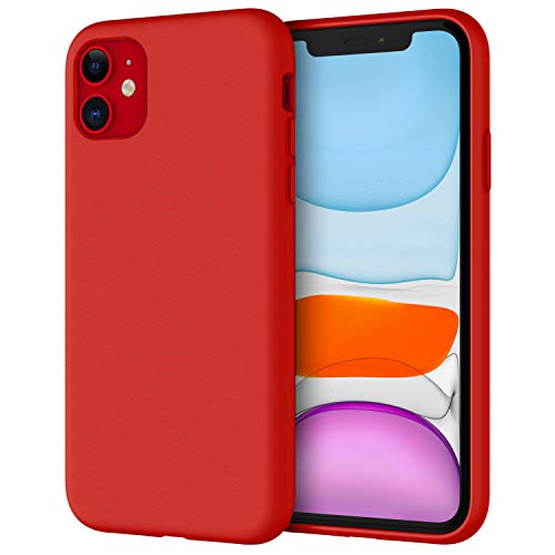 JETech Funda de Silicona Compatible iPhone 11 (2019) 6,1", Sedoso-Tacto Suave, Cubierta a Prueba de Golpes con Forro de Microfibra (Rojo)