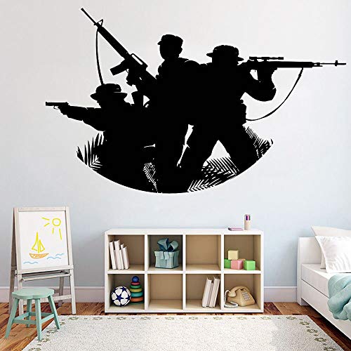 jtxqe Niño Soldado Militar Guerra Ejército Genial Arte Vinilo Infantil Pared Adhesivos De Pared De PVC Utilizado para Decoración De Dormio De Niñas Y Niños. 68x42cm