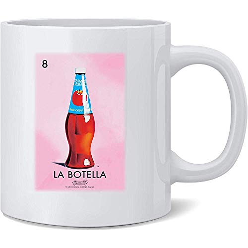 La Botella Botella Loteria Card Bingo mexicano Taza de café de cerámica Tazas de café Taza de té Diversión Regalo de novedad 11 oz