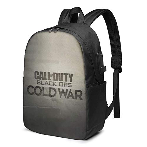 Lawenp Call-of-Duty_Black Ops Cold War Mochila de Viaje Duradera Mochila Escolar Mochila para portátiles con Puerto de Carga USB para Hombres y Mujeres