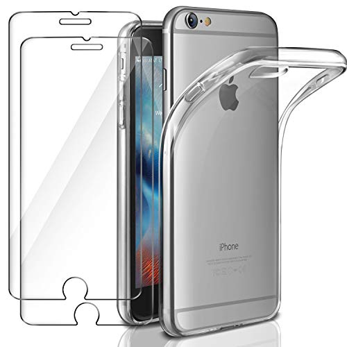 Leathlux Funda iPhone 6, Transparente TPU Silicona Ultra Fino Protector de Pantalla 9H Dureza Flexible Back Cover Funda iPhone 6s